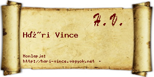 Hári Vince névjegykártya